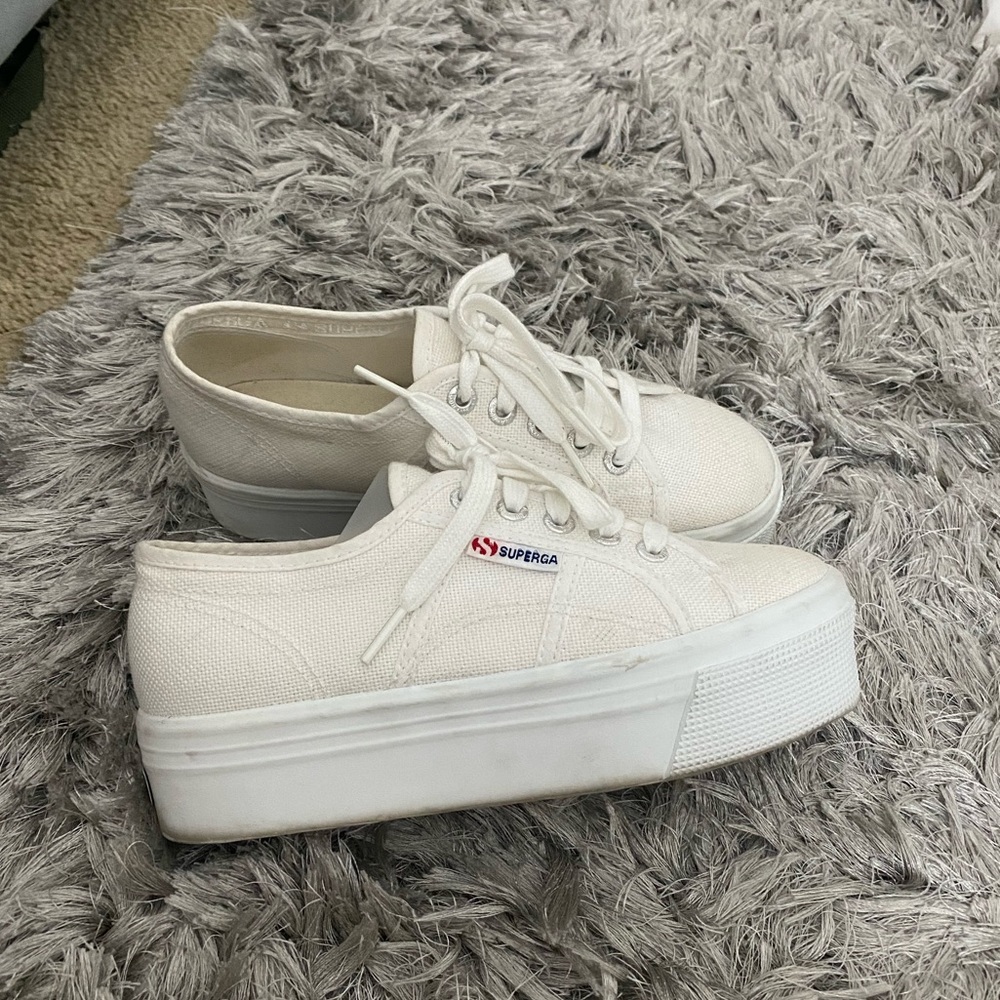 Platform white sneakers